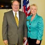 Special guest: Alabama Commissioner of Agriculture and Industries John McMillan is shown with Peggy Hall, president of the Chilton County Chamber of Commerce’s Board of Directors.