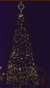 The Christmas tree was lit in front of Jemison City Hall on Thusday.
