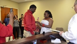 Friends and family surrounded the couple on Friday during their wedding ceremony. Chilton County Probate Judge Bobby Martin married the couple.