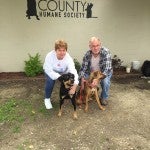 Donna and Dan Manuel learned about Josie and Jaks’ story and completed the adoption process of both dogs from the Chilton County Humane Society on Wednesday. (Photo Contributed)