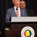 Time to prepare: Alabama Gov. Robert Bentley speaks at a press conference as part of an annual hurricane preparedness exercise held Wednesday. (Photos by Stephen Dawkins)