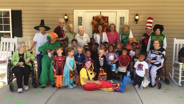 Residents at the Gardens of Clanton shared Halloween with members of West End Baptist Church and Peter Pan Daycares. (Contributed Photo)